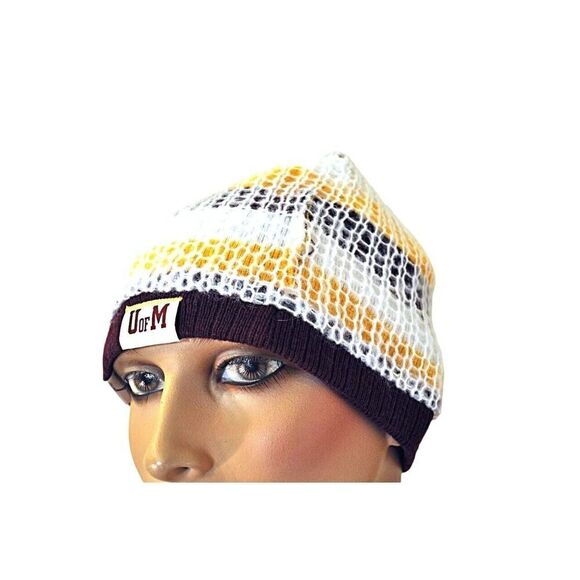 NWT MN Gophers Nike Reversible Beanie Hat Skull Cap Striped / crochet O/S Team - Picture 3 of 4